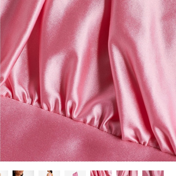 NWT Express Satin One Shoulder Ruched Maxi Dress Pink Bloom Size Medium - Picture 6 of 6